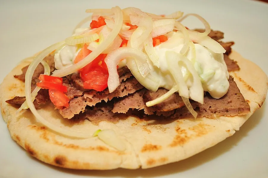 Gyro meat served on pita — representative food photograph