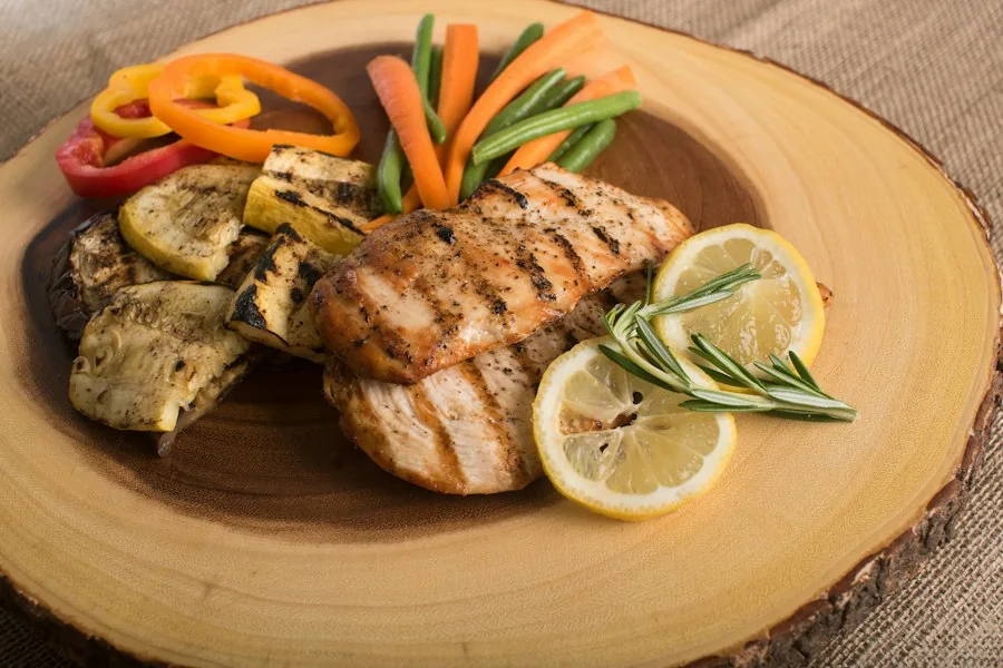 Grilled chicken with vegetables — representative food photograph